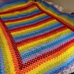 Crochet Rainbow Granny Blanket